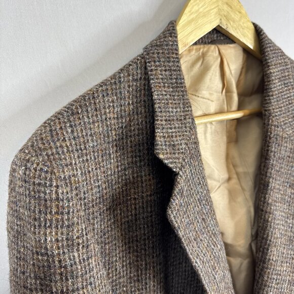 Harris Tweed for Simpsons Men’s 42R Brown Houndstooth Sport Coat Wool Scotland - Picture 3 of 8